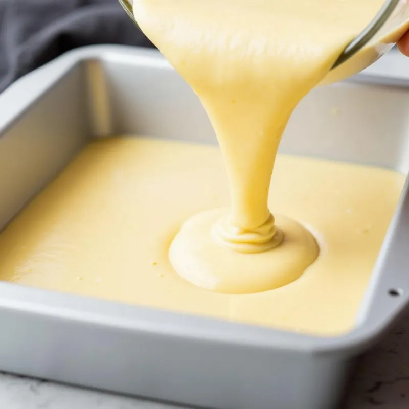 Pouring Vegan Cake Batter Into Pan