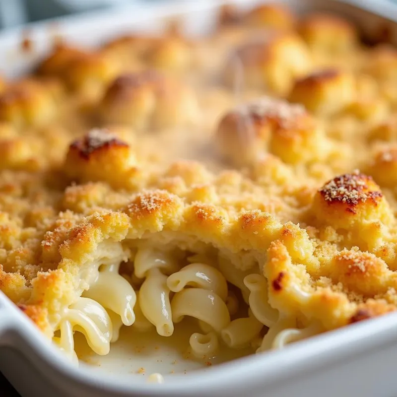 Vegan Cauliflower Mac and Cheese in a Baking Dish