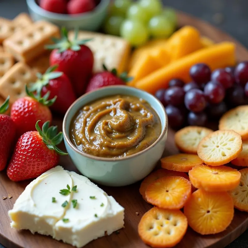 Vegan Charcuterie Board with Crackers and Breadsticks