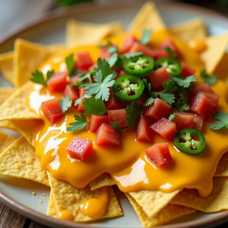 Vegan cheese sauce nachos