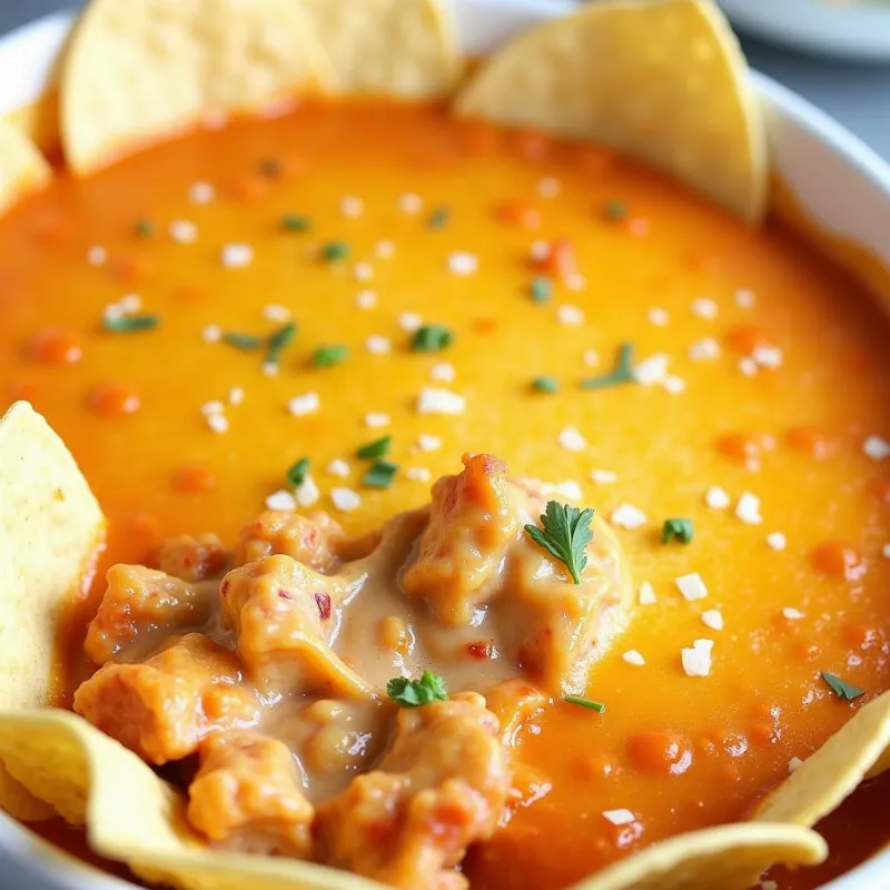 Baked Vegan Chicken Wing Dip with Tortilla Chips