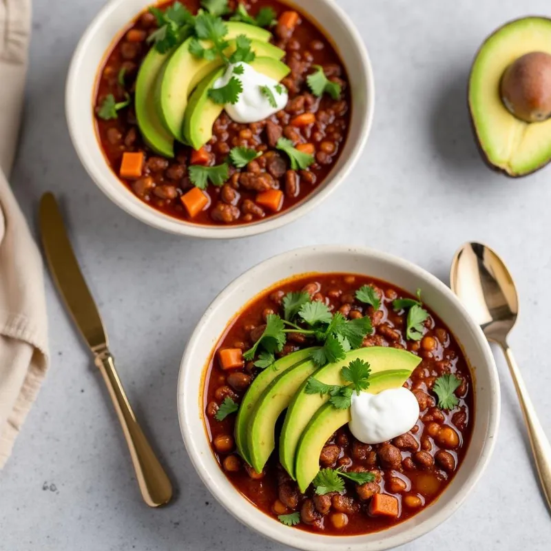 Vegan Chili Bowls with Toppings