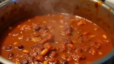 Vegan Chili Simmering in a Pot