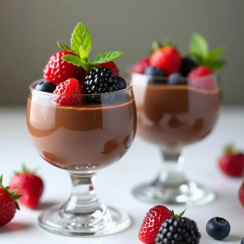 Vegan Chocolate Avocado Mousse in Glasses