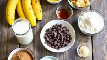 Vegan chocolate banana bread ingredients