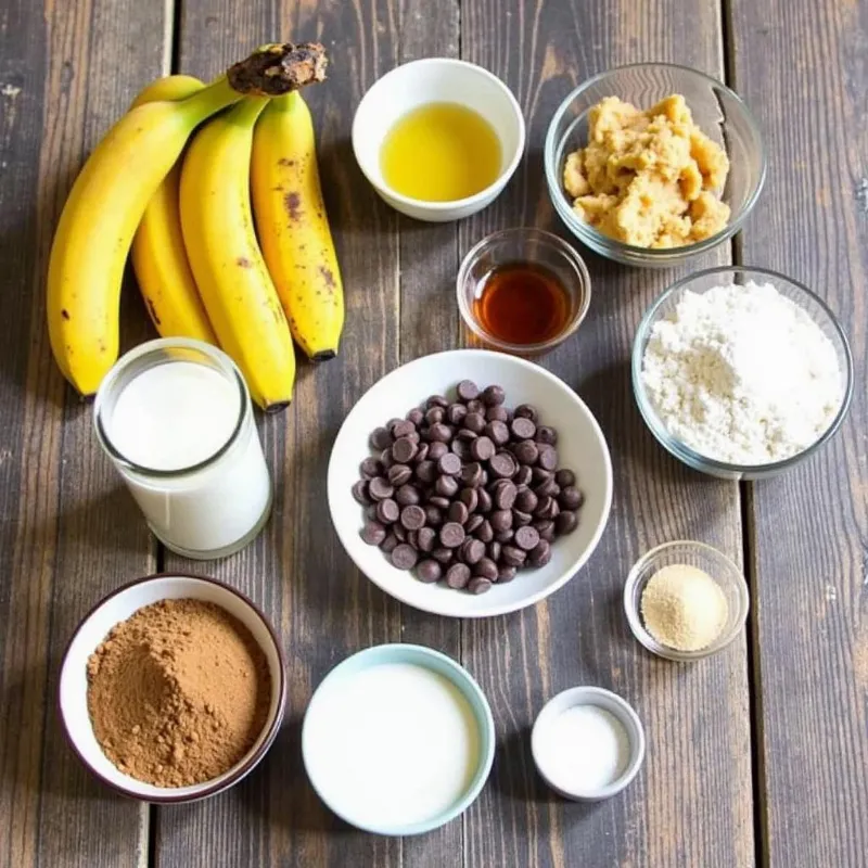 Vegan chocolate banana bread ingredients