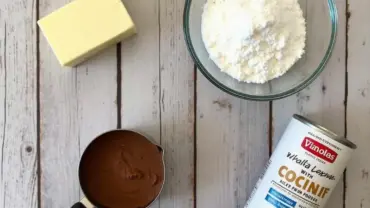 Ingredients for vegan chocolate buttercream frosting