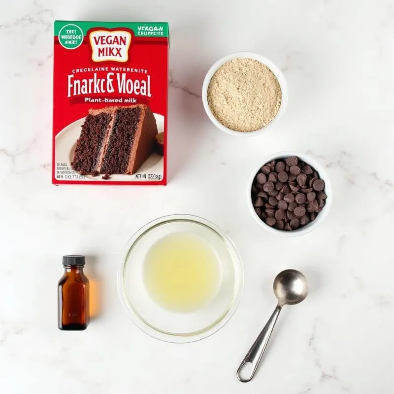 Arranged Vegan Chocolate Cake Ingredients