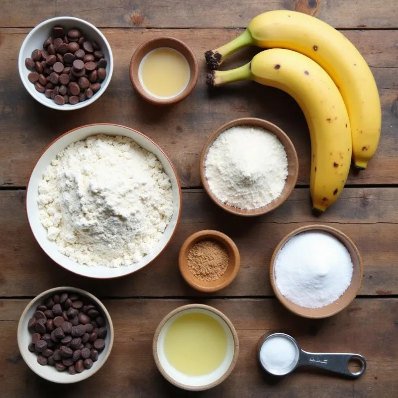 Vegan Chocolate Chip Banana Bread Ingredients