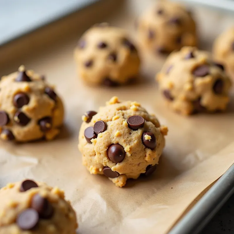 Vegan Chocolate Chip Cookie Dough on Baking Sheet