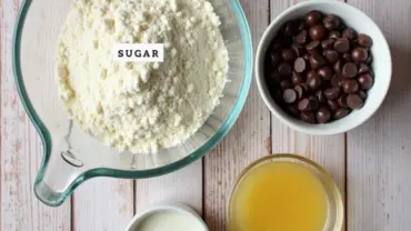 Vegan Chocolate Chip Muffin Ingredients Laid Out on a Table