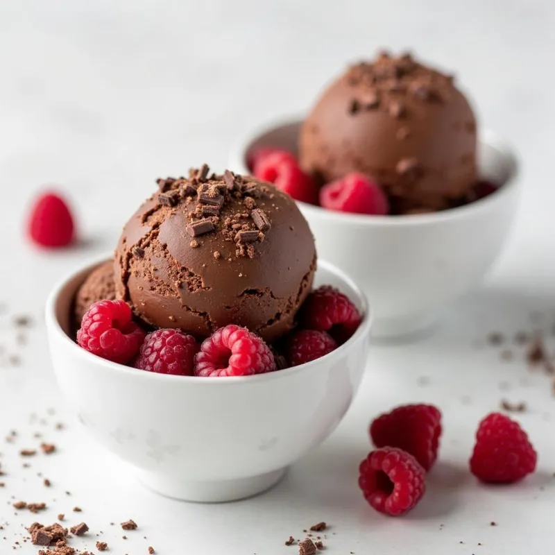 Scoops of vegan chocolate ice cream