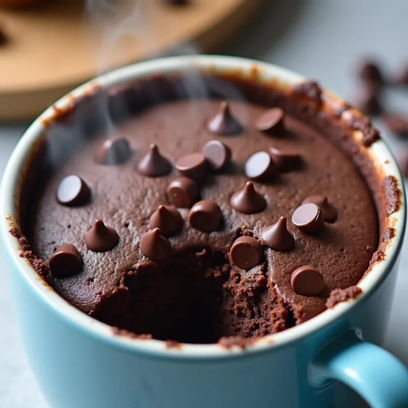 Cooked Vegan Chocolate Mug Cake in a Mug