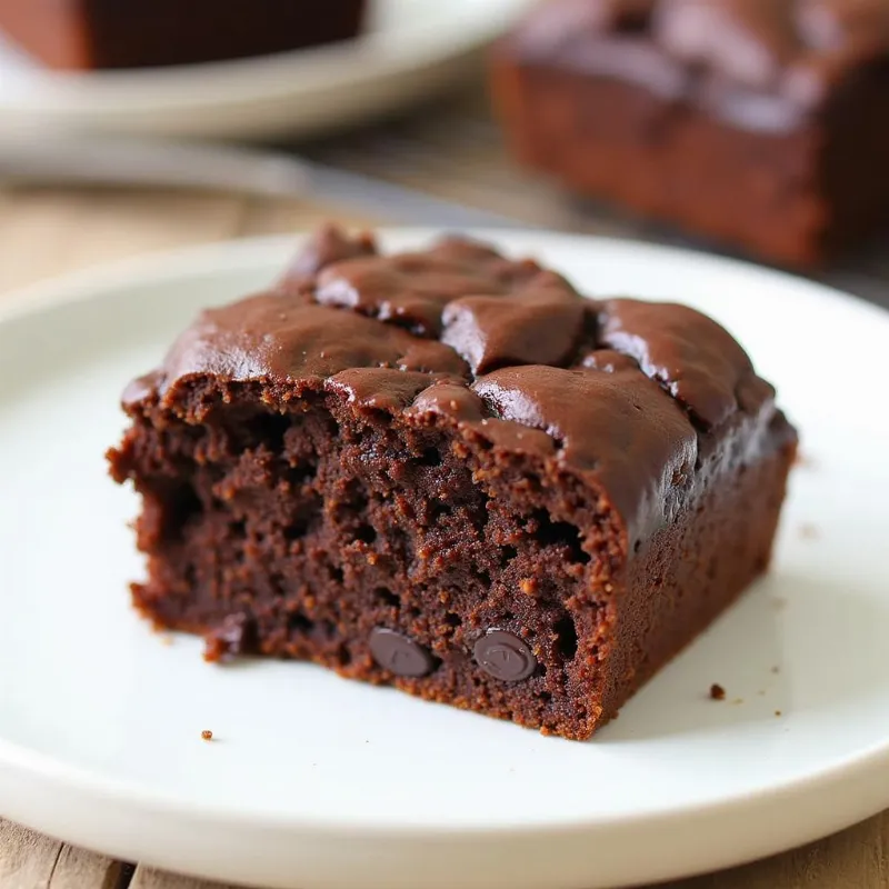  A slice of freshly baked vegan chocolate zucchini bread.