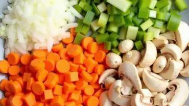 Freshly chopped vegetables for vegan American chop suey