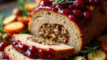 Vegan Christmas Nut Roast with Cranberry Glaze