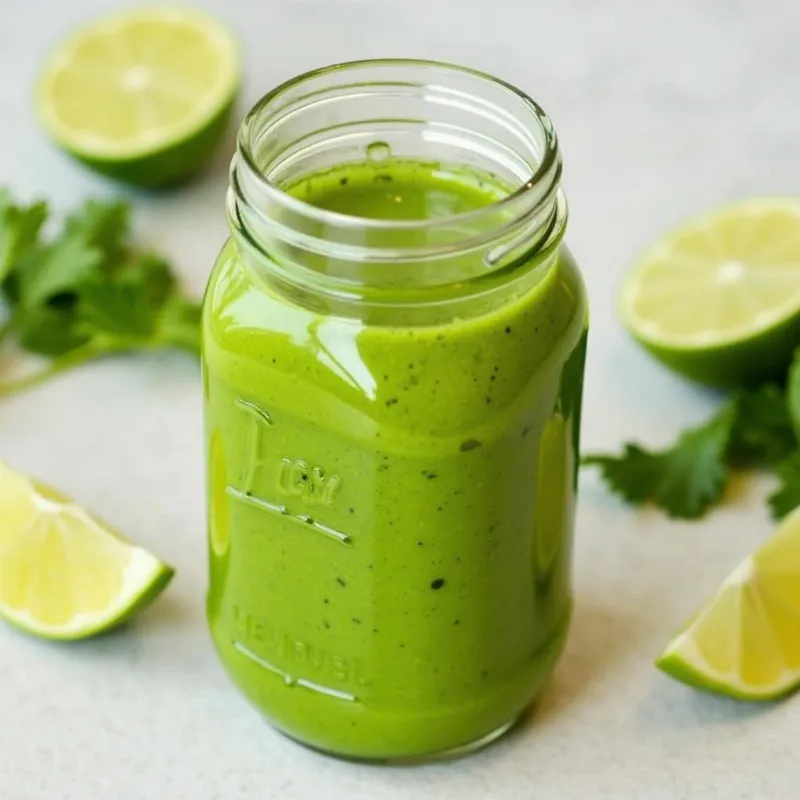 Vegan cilantro lime dressing in a jar