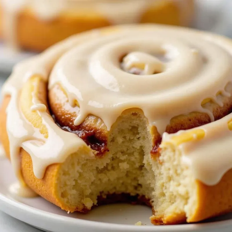 Freshly baked vegan cinnamon buns with frosting