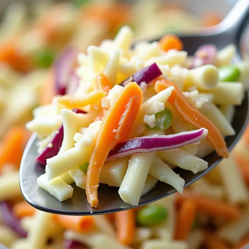 A large bowl of fresh and creamy vegan coleslaw. 