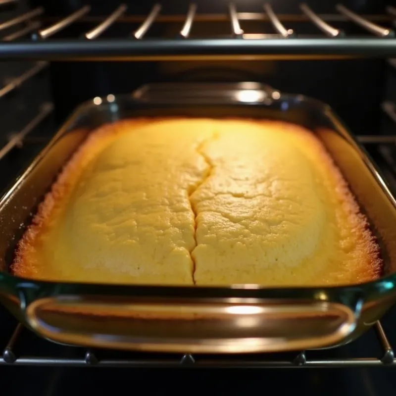 Vegan Cornbread Baking in the Oven