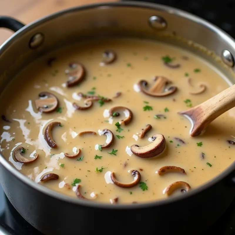 Vegan Cream of Mushroom Soup Cooking Process