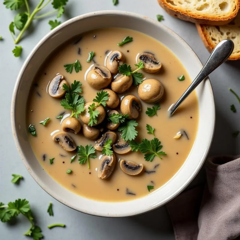 Vegan Cream of Mushroom Soup Serving Suggestion