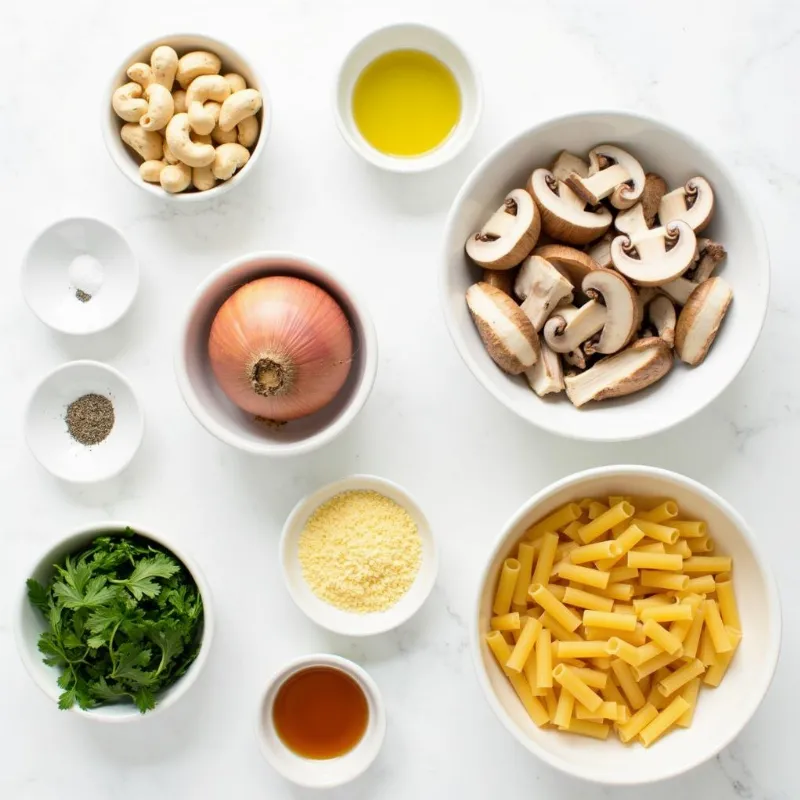 Vegan Creamy Mushroom Pasta Ingredients