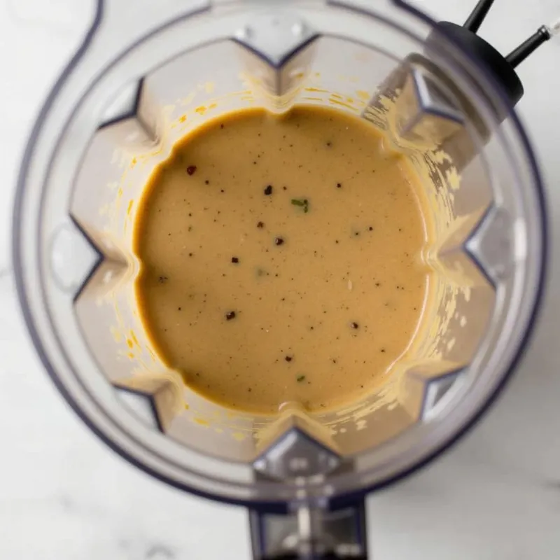 Blending vegan mushroom soup to a creamy texture