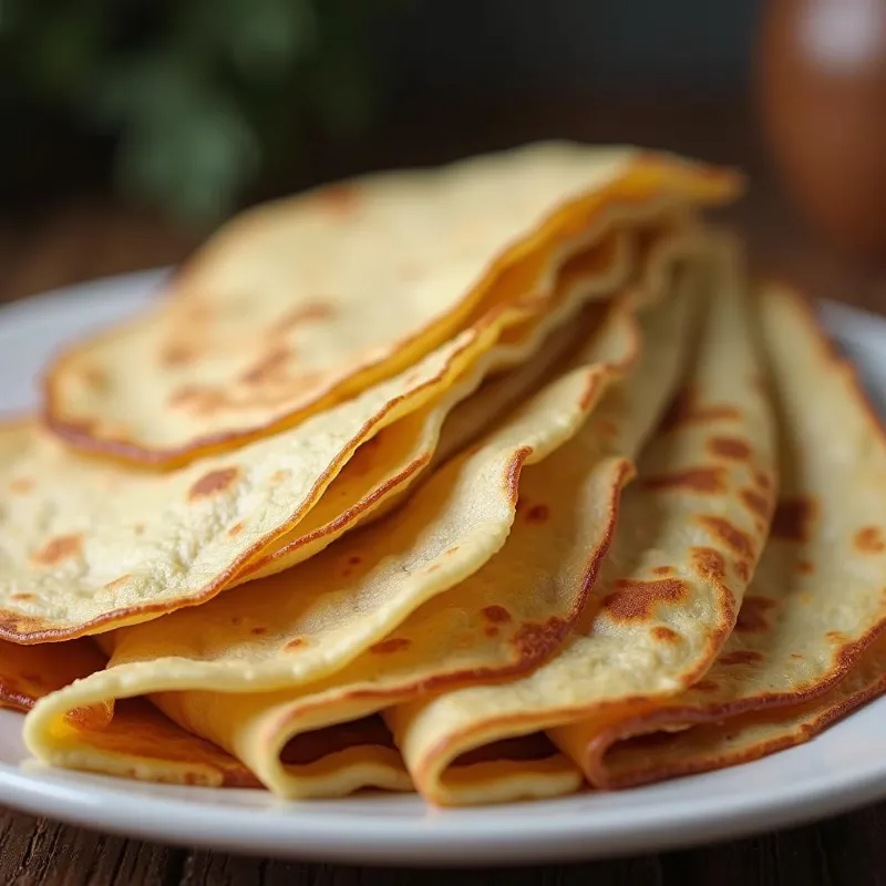 Stack of vegan crepes arranged on a plate