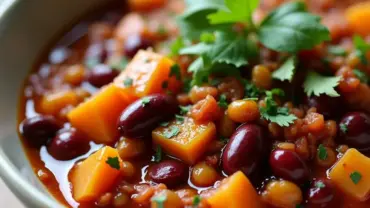 Vegan Crock Pot Chili with Beans and Vegetables