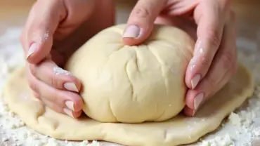 Kneading vegan croissant dough