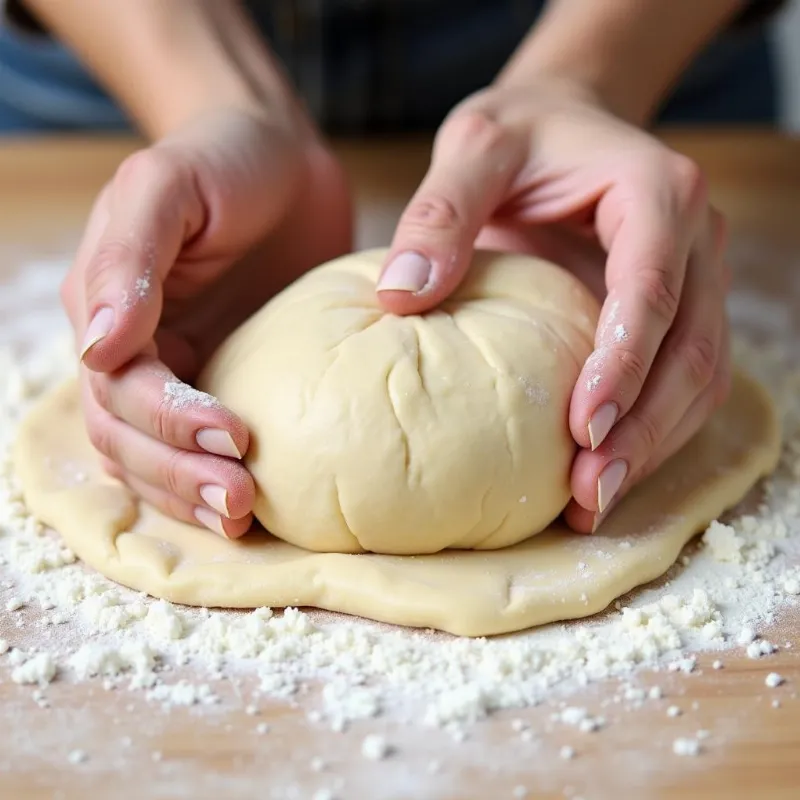 Kneading vegan croissant dough