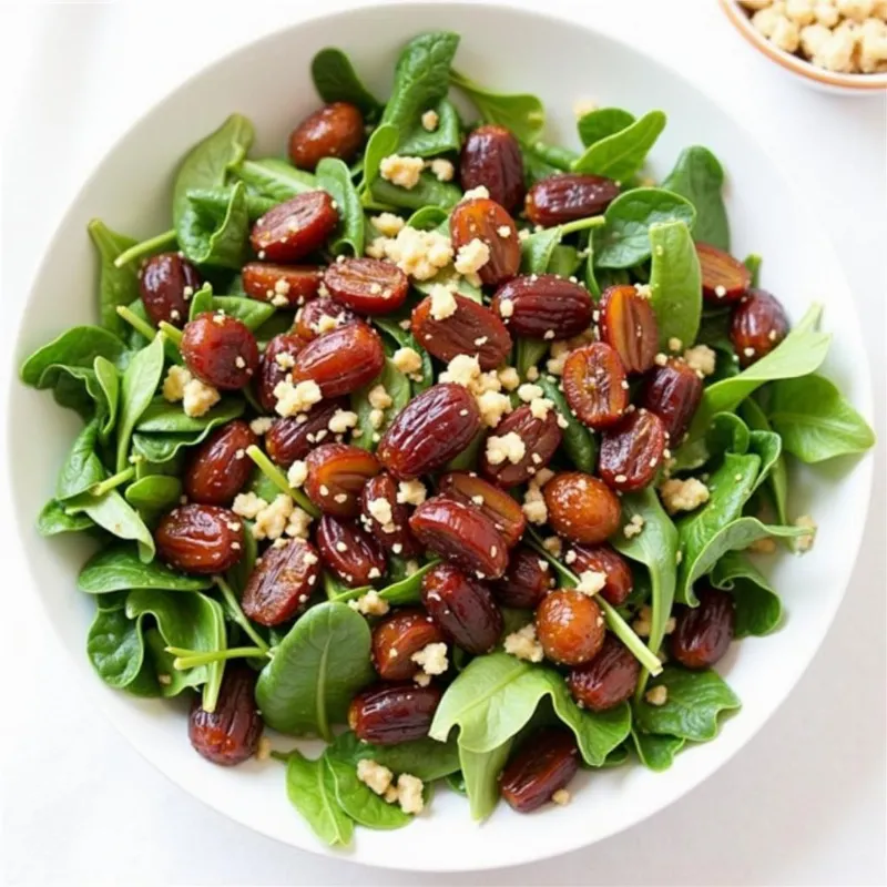 Vegan Date and Walnut Salad in a White Bowl