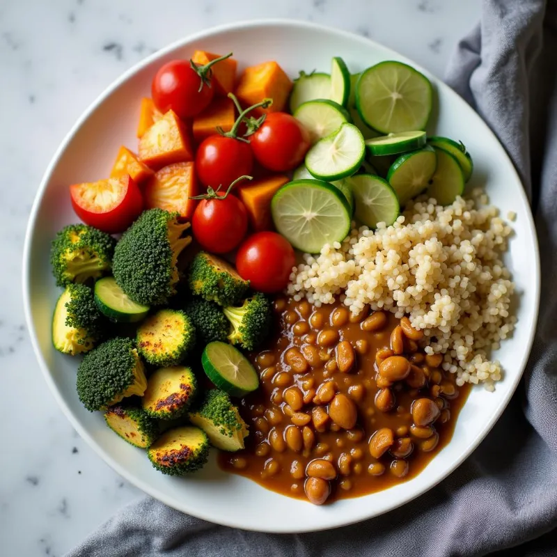 Colorful Vegan Plate for Diabetes Management