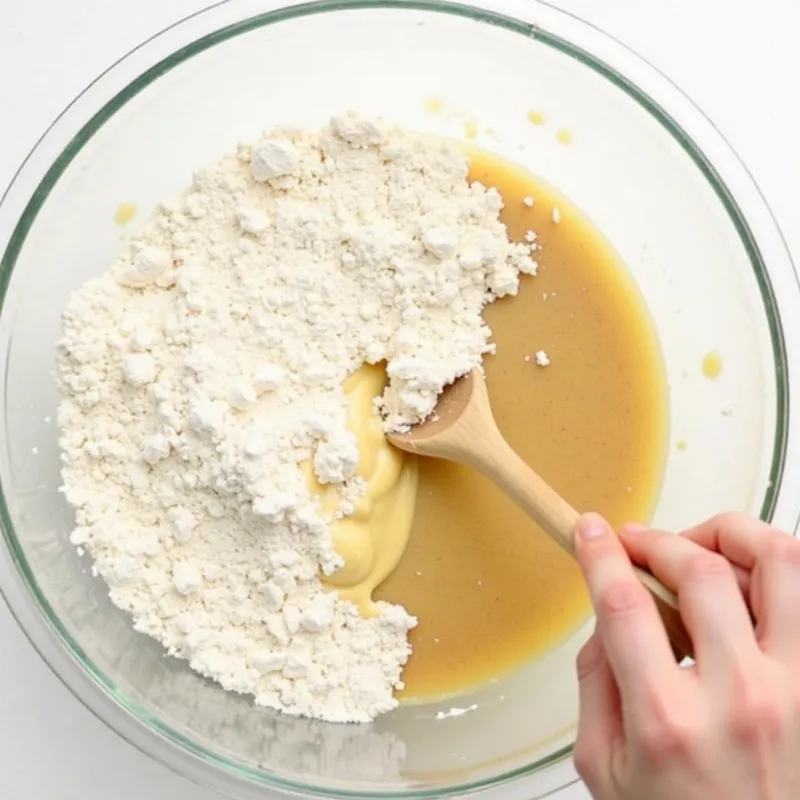 Vegan Donut Dry Ingredients Being Added 