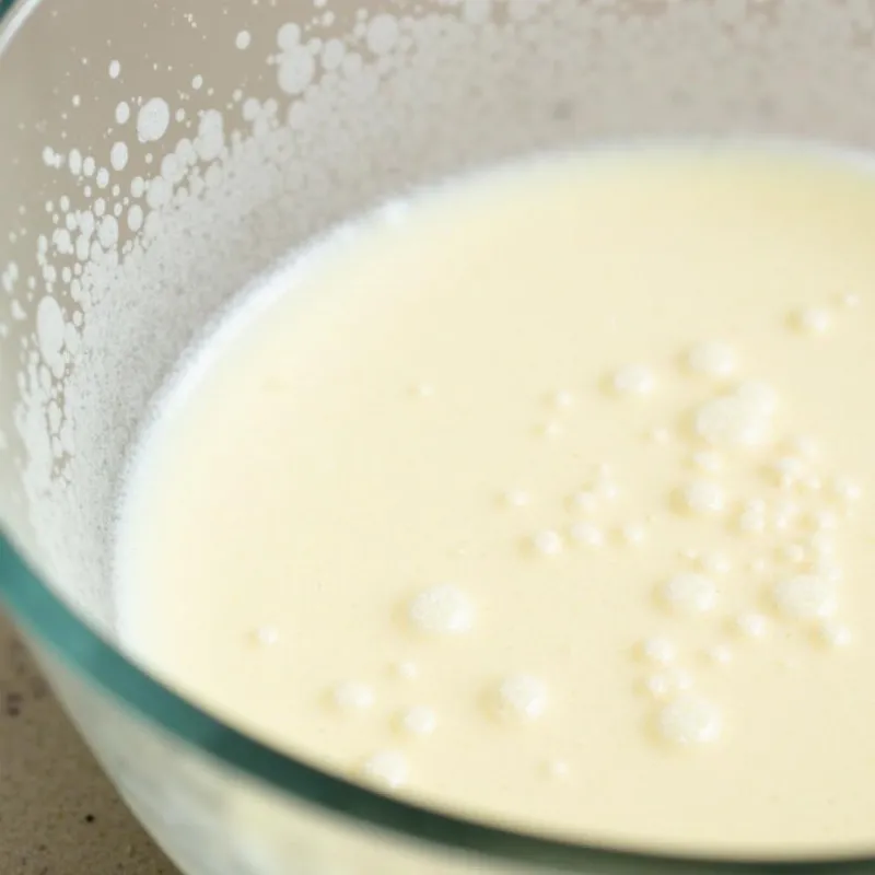 Vegan Donut Yeast Mixture Activating in Bowl 