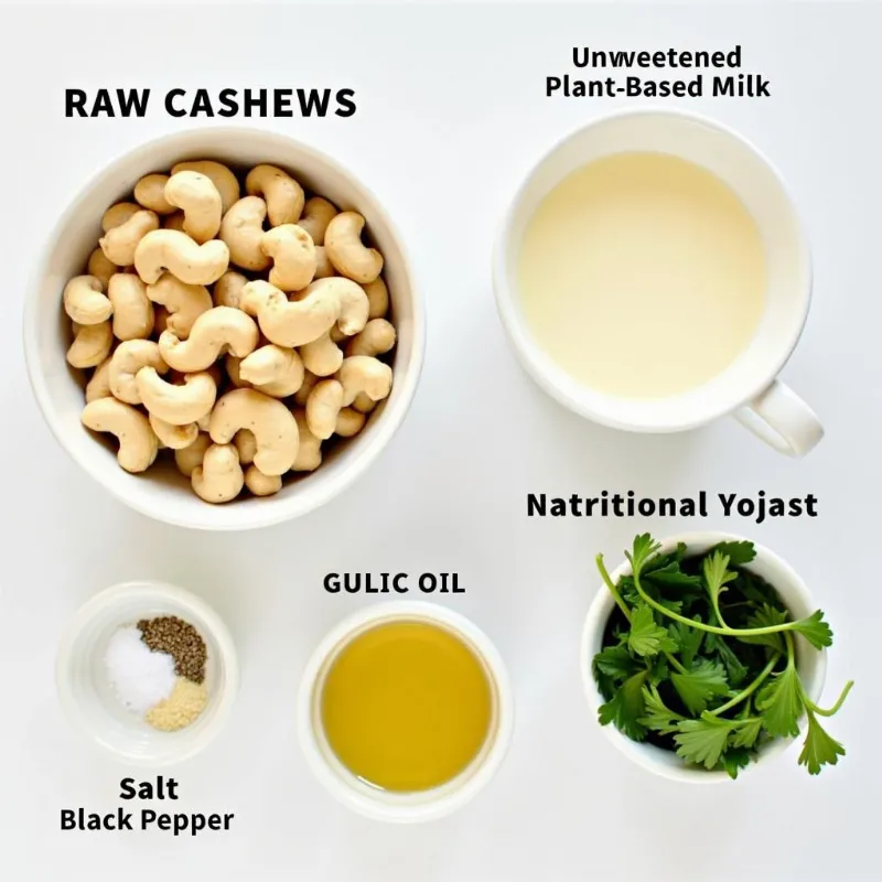 Ingredients for vegan fettuccine alfredo sauce