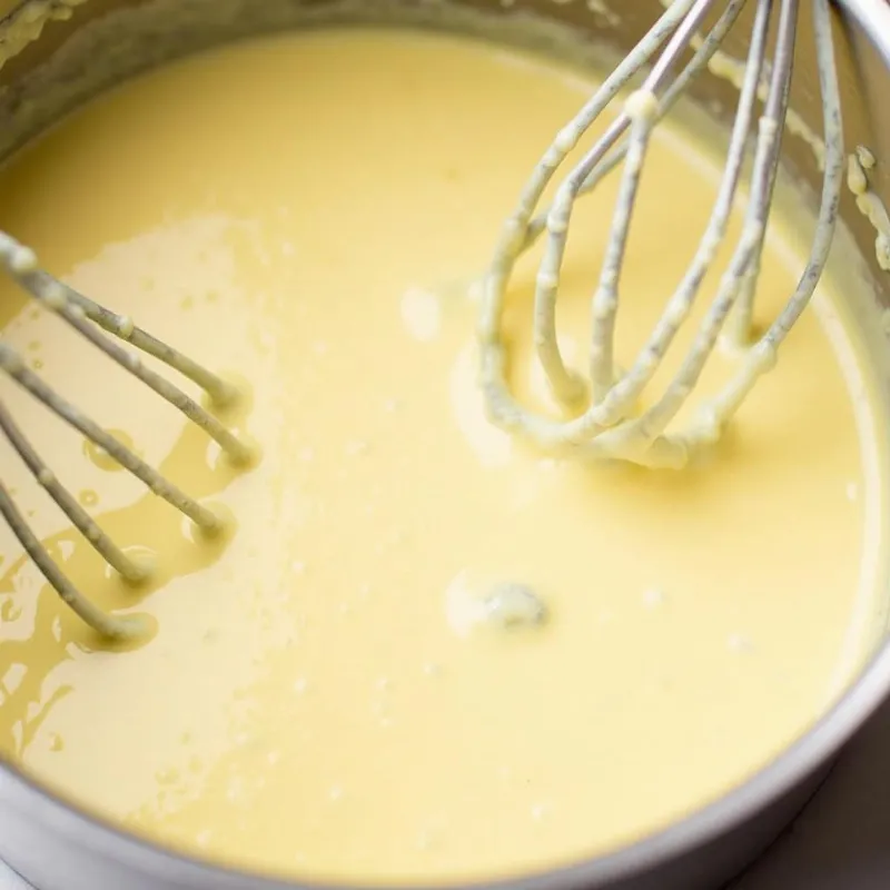 Close-up of vegan fettuccine alfredo sauce