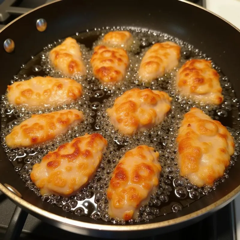 Frying Vegan Chicken in a Skillet