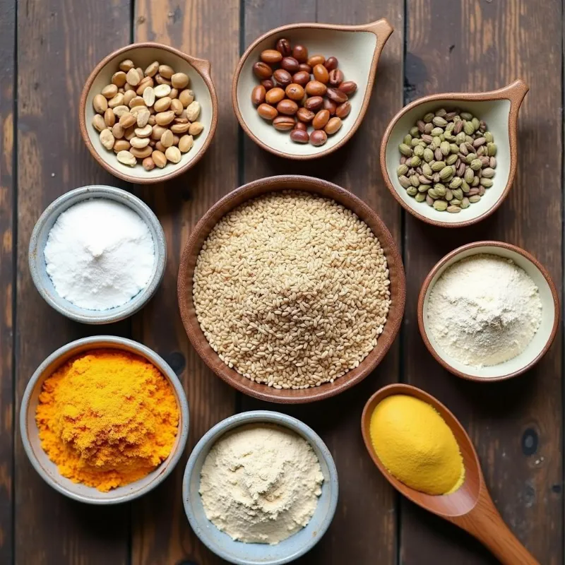 Assortment of vegan gluten-free pantry staples