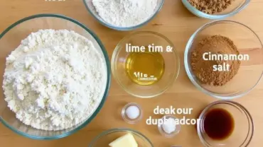 Vegan graham cracker ingredients laid out on a table