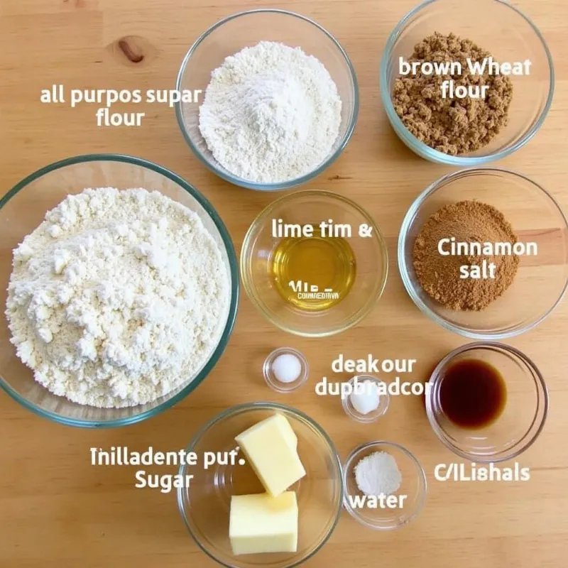 Vegan graham cracker ingredients laid out on a table