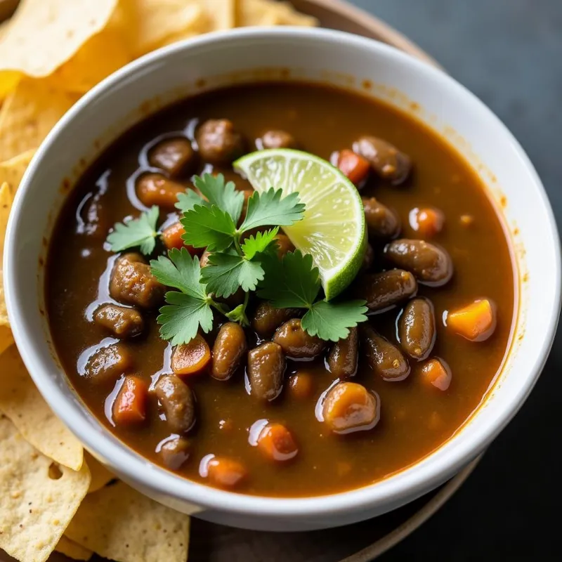 Bowl of Vegan Green Chili Ready to Eat 