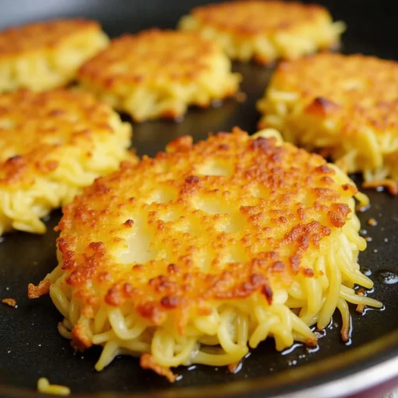 Vegan hash browns cooking in a pan