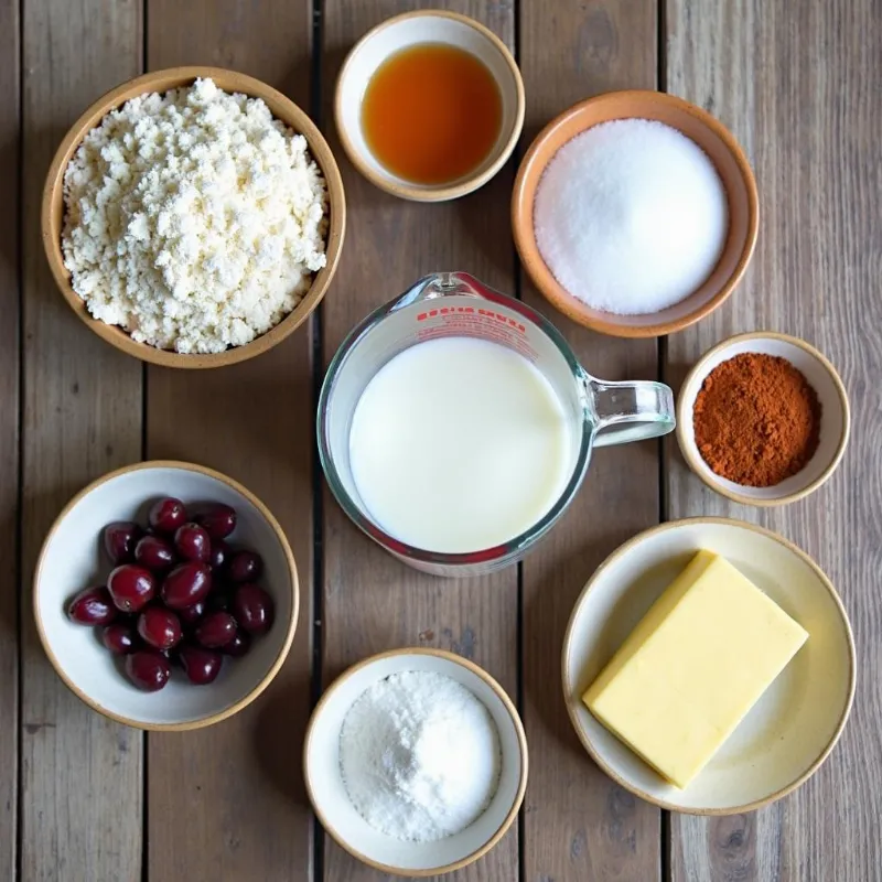 Vegan hot cross bun ingredients laid out on a table