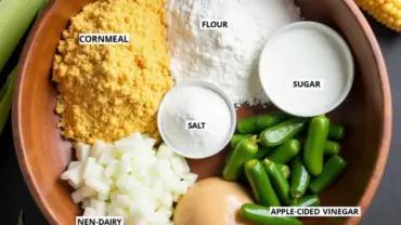 Bowl of vegan hush puppy ingredients