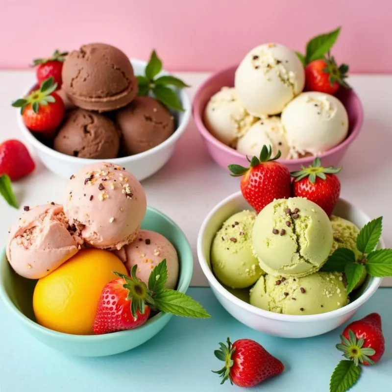 Assortment of vegan ice cream flavors