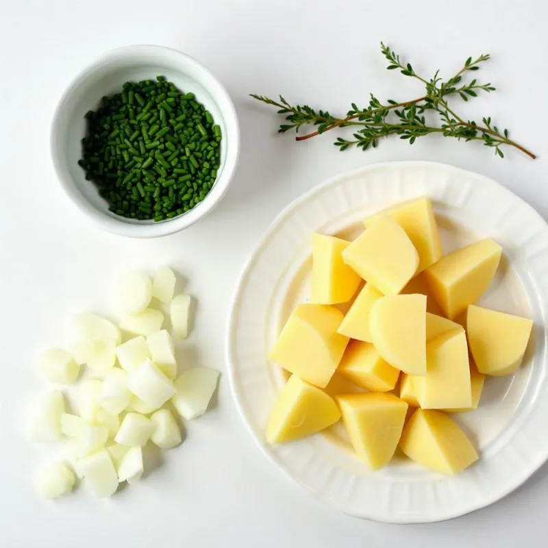 Chopped vegetables and spices for vegan Irish potato soup