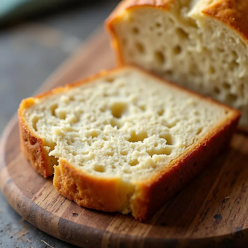 Slice of vegan Irish soda bread on a wooden board