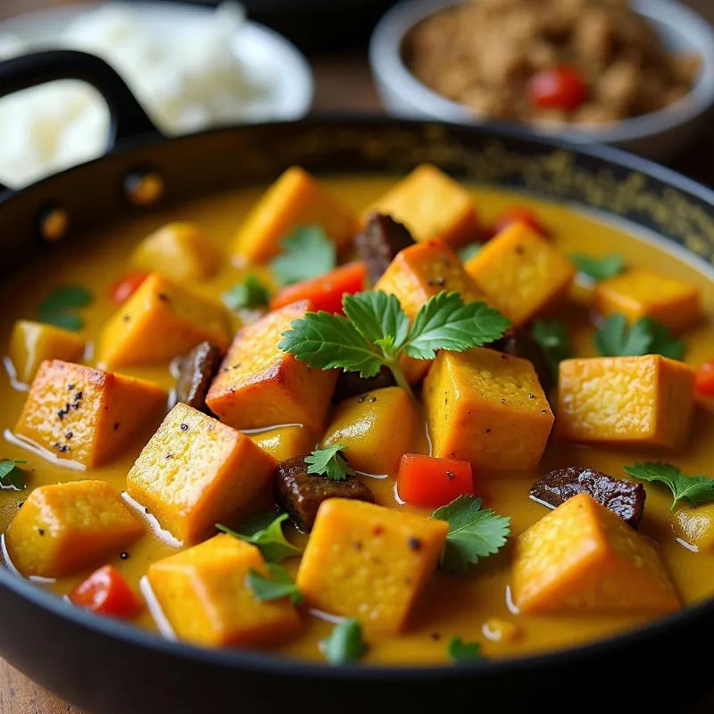 Vegan Jamaican Curry Tofu in a Pot